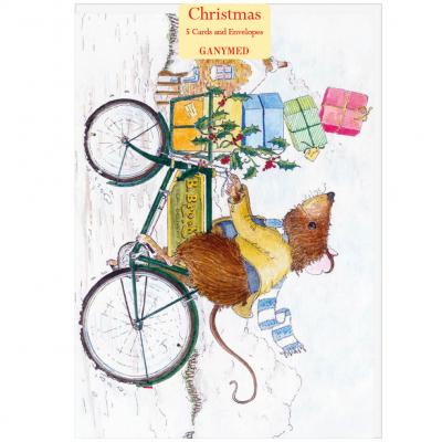 Bryon Hall - Mouse on a bicycle delivering Christmas parcels - 739988259369